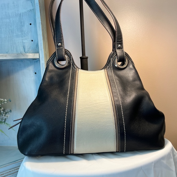 Tignanello Handbags - Large Black and Cream Leather Tignanello Handbag